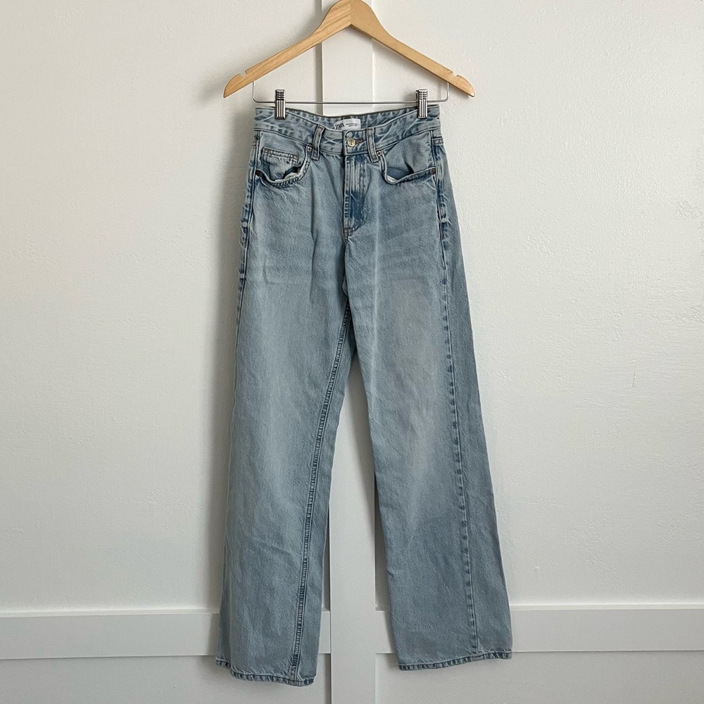Zara Mid Rise Wide Leg Jeans